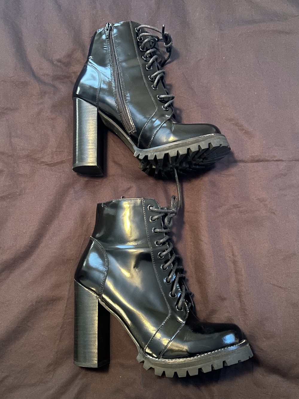 Jeffrey Campbell Legion Lace Up Patent Leather Ankle Boot Size 8.5